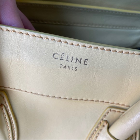 Celine mini luggage tote in smooth leather light yellow - Picture 12 of 15